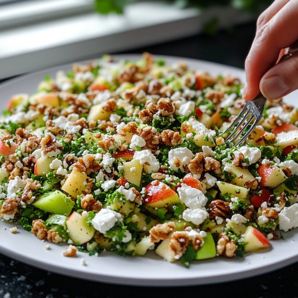 Brokkoli-Salat mit Äpfeln, Nüssen & Feta – Knackig & frisch