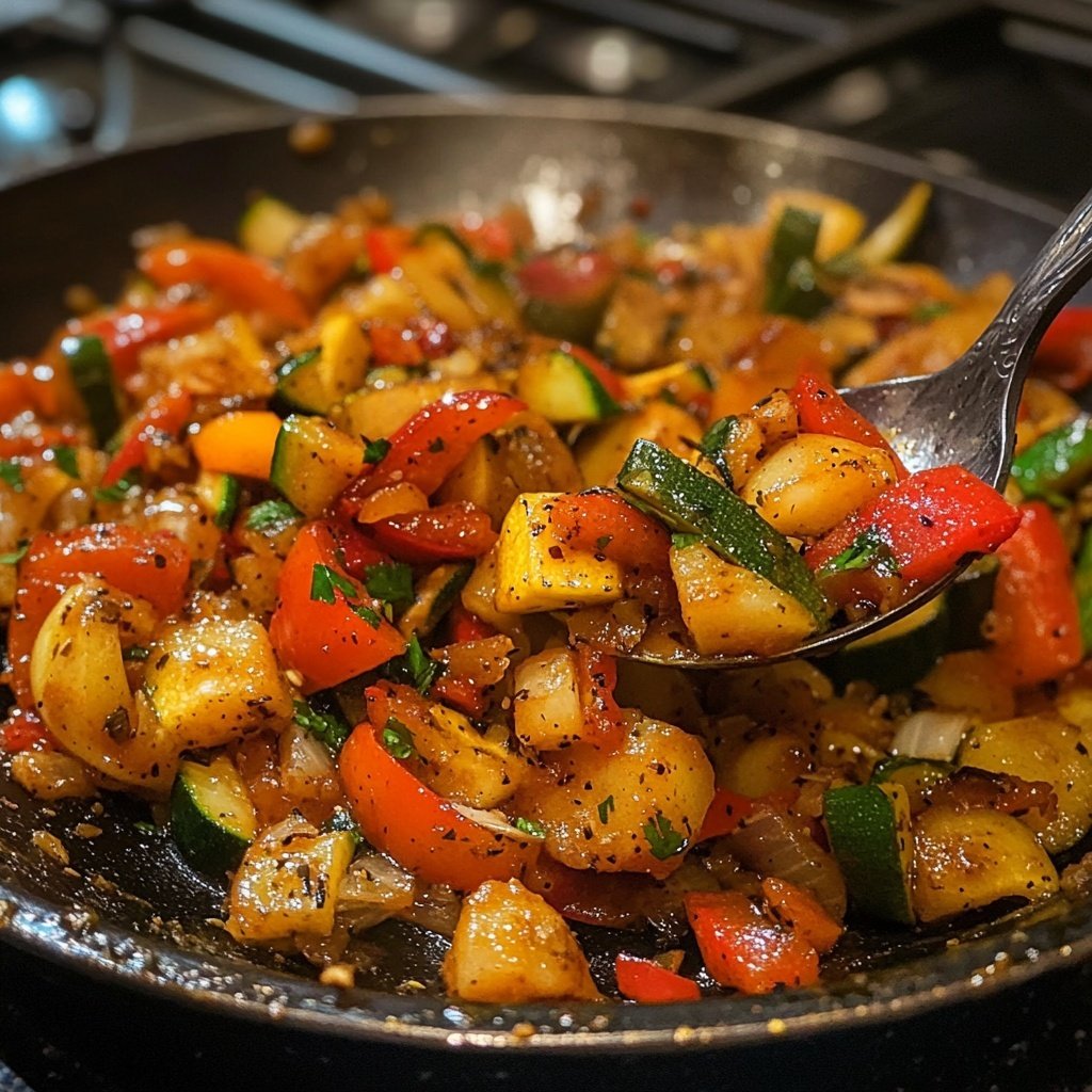 Gemüsepfanne mit Knoblauch